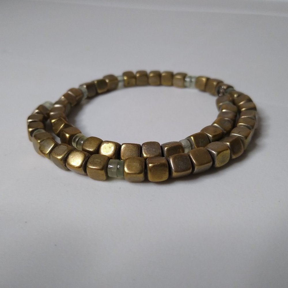 Vintage Square Metal Bead Expanding Bracelet